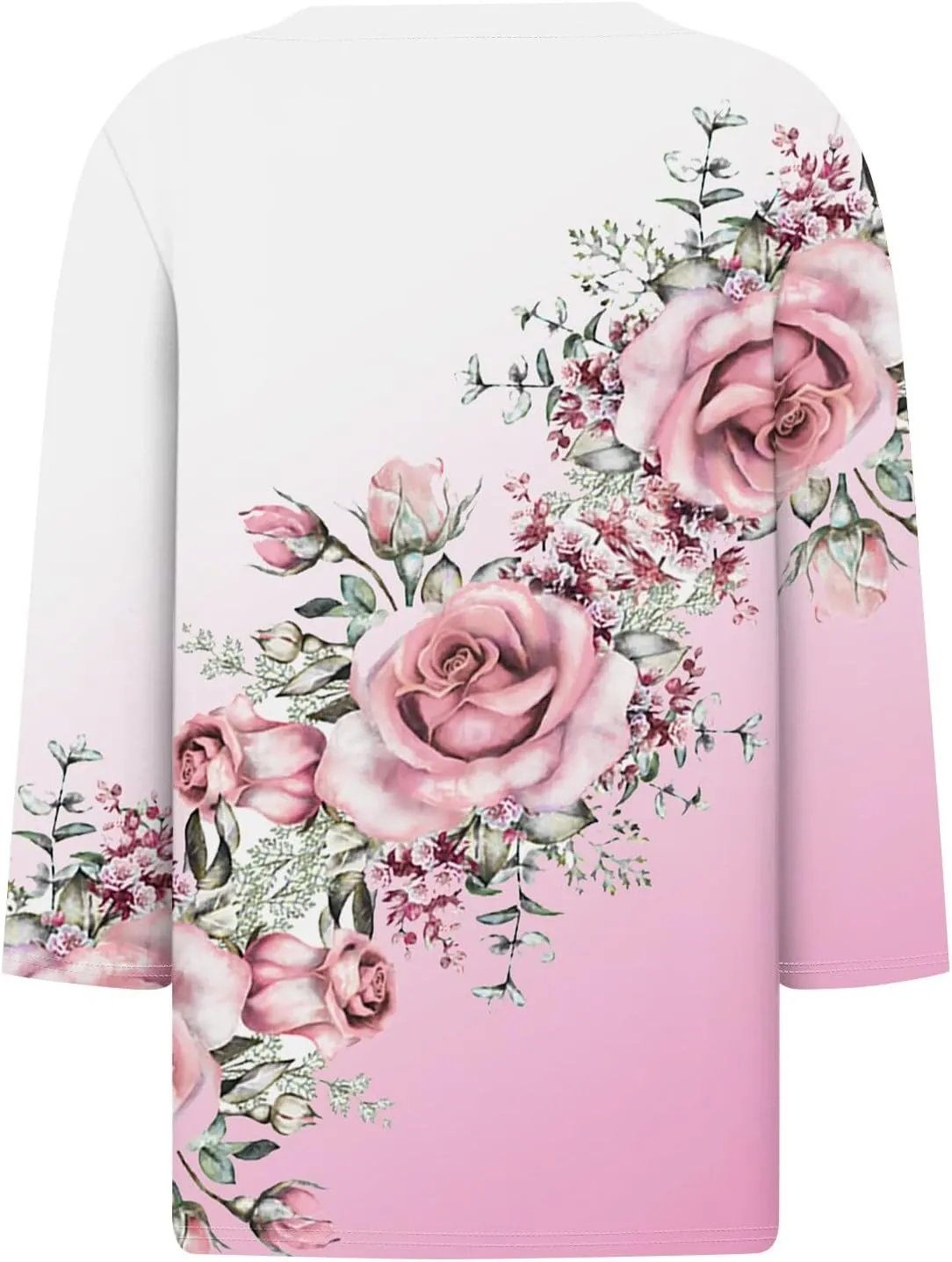 Women's 3/4 Sleeve Dressy Casual Tops Loose Fit Henley V Neck Trendy Shirts Fashion Tunic Blouses