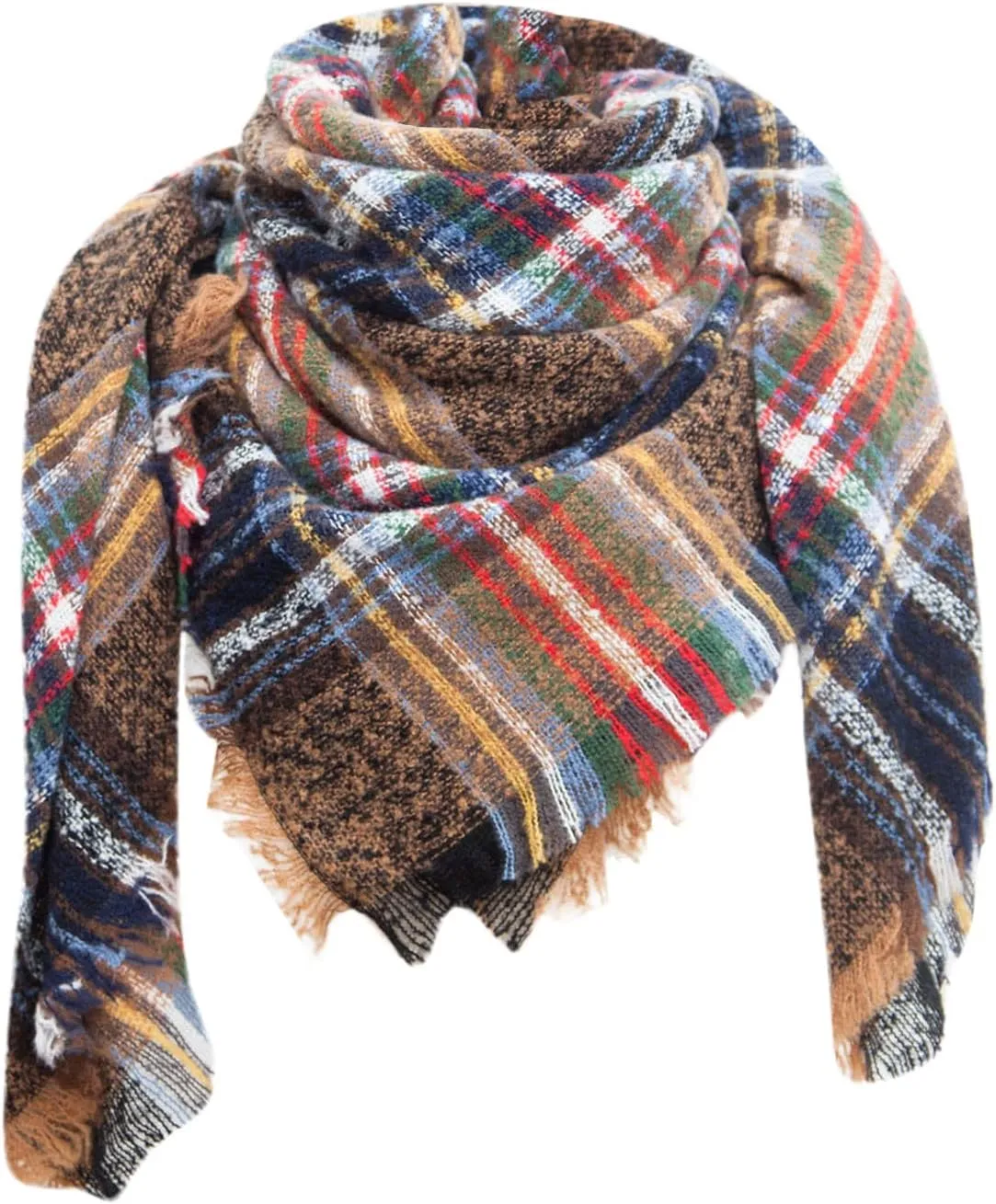 Womens Blanket Scarf Fall Winter Classic Tassel Plaid Warm Soft Chunky Large Wrap Shawl Scarves Silk Head Knit Neckerchief