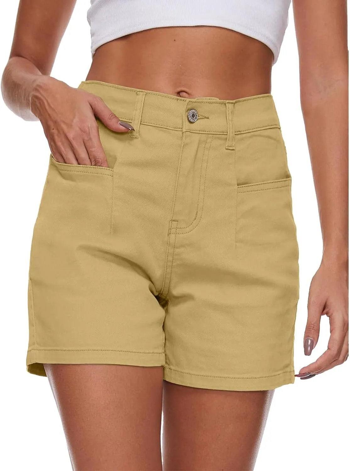 Womens Casual Stretch Denim Jean Shorts with Pockets High Waisted Denim Shorts Summer Casual Shorts