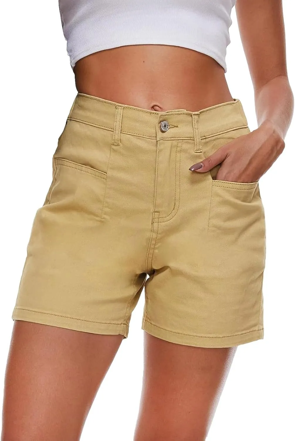 Womens Casual Stretch Denim Jean Shorts with Pockets High Waisted Denim Shorts Summer Casual Shorts