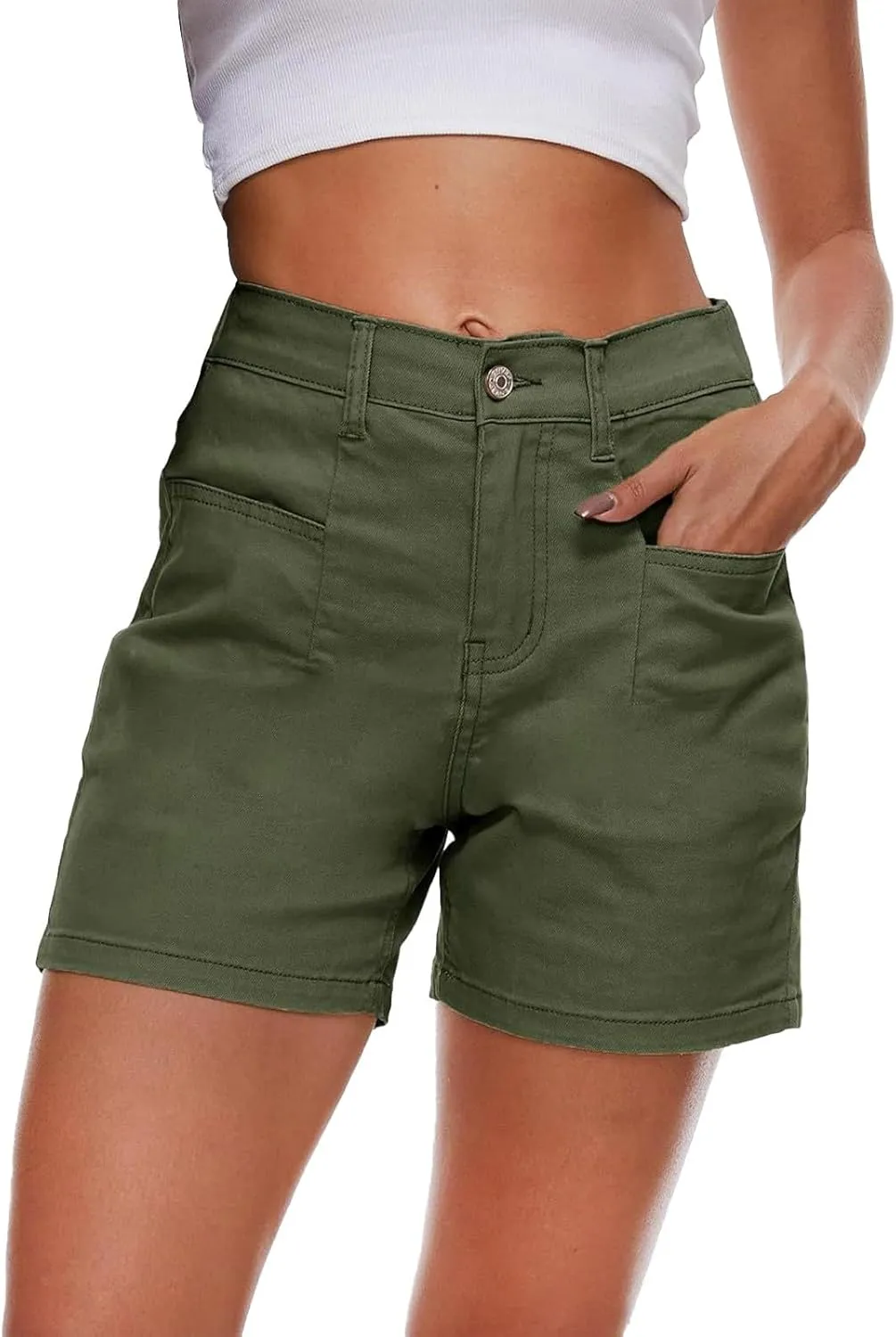 Womens Casual Stretch Denim Jean Shorts with Pockets High Waisted Denim Shorts Summer Casual Shorts