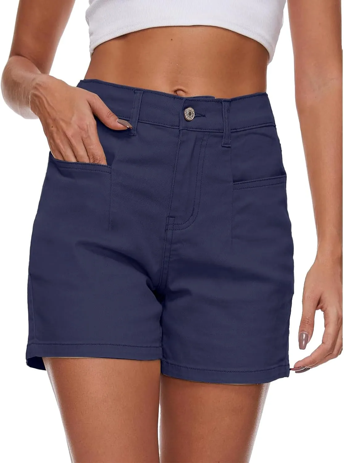 Womens Casual Stretch Denim Jean Shorts with Pockets High Waisted Denim Shorts Summer Casual Shorts