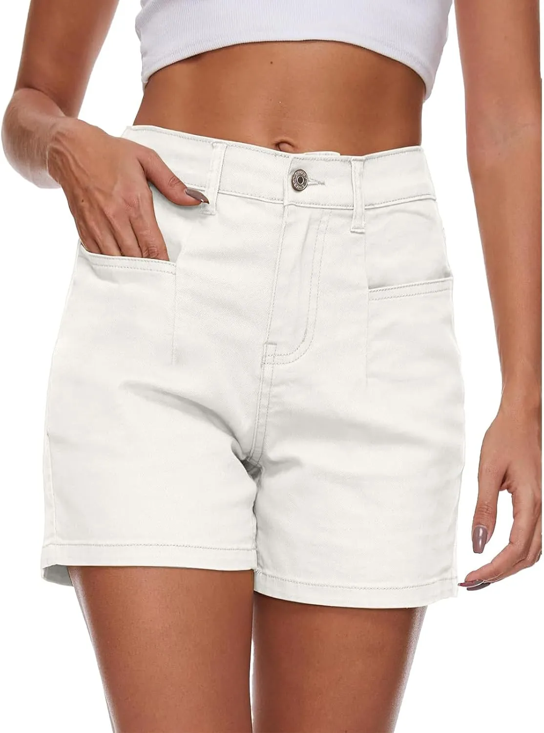 Womens Casual Stretch Denim Jean Shorts with Pockets High Waisted Denim Shorts Summer Casual Shorts