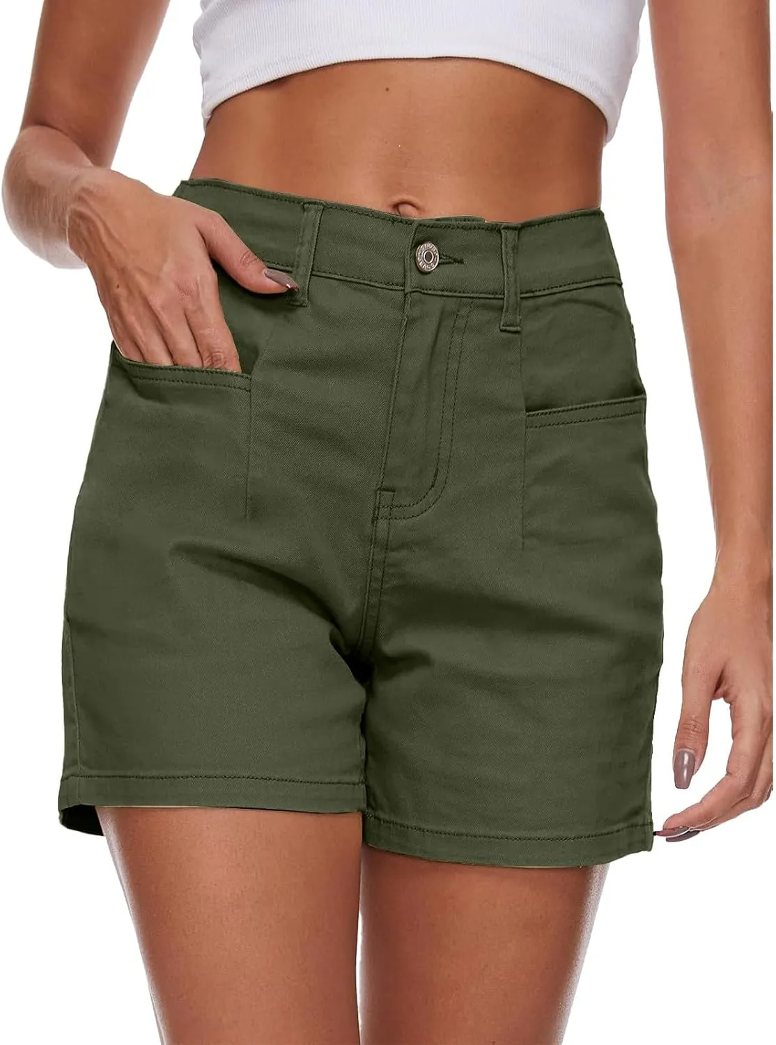 Womens Casual Stretch Denim Jean Shorts with Pockets High Waisted Denim Shorts Summer Casual Shorts