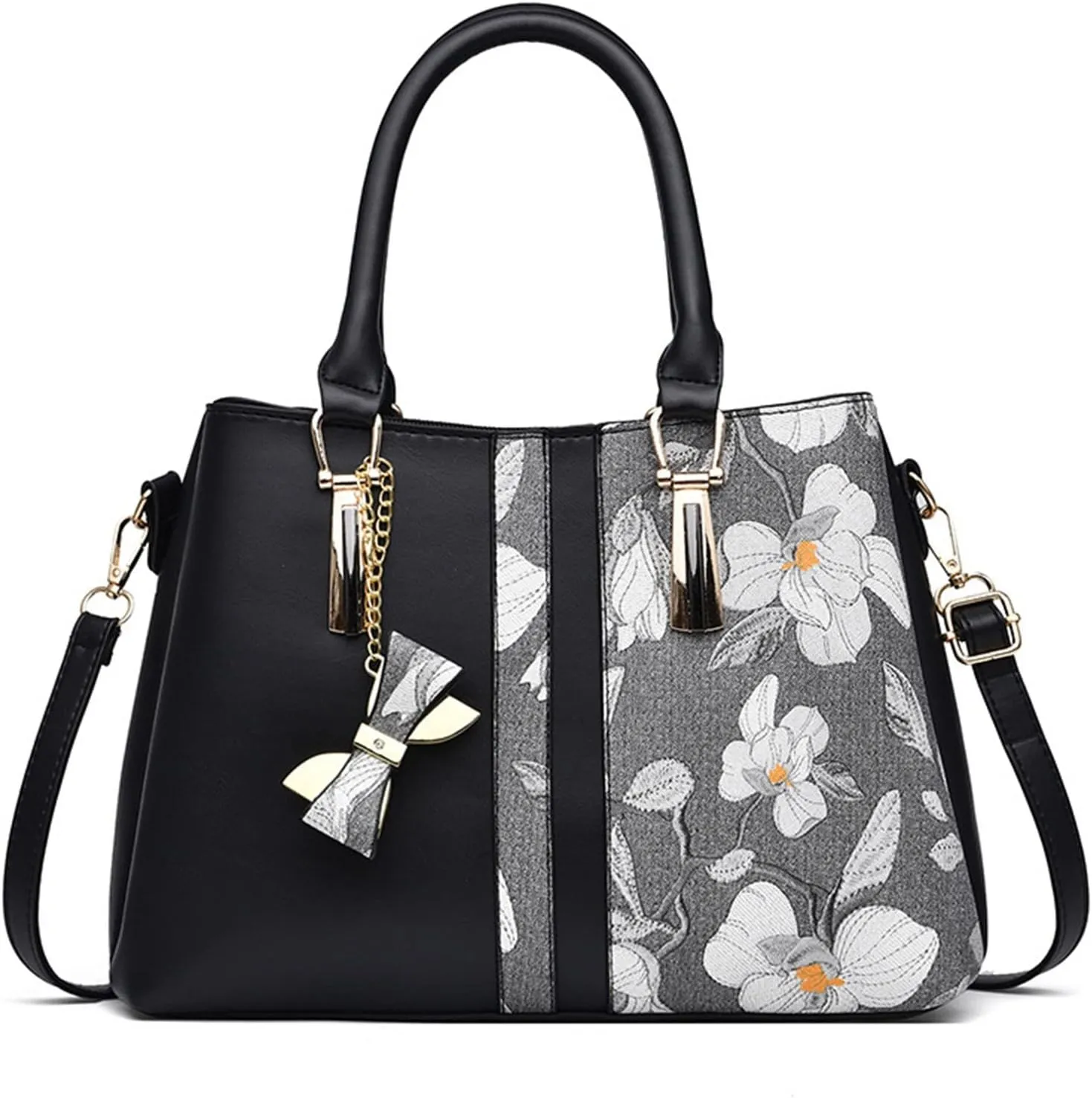 Women's Classic Satchel Bags Small Crossbody Bags Classic Double Zip Top Satchel Bag Versatile Travel Purse(Black)