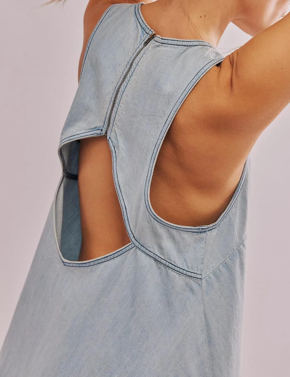 Women??s Denim Dress Summer Casual Sleeveless Jean Mini Dresses with Pockets