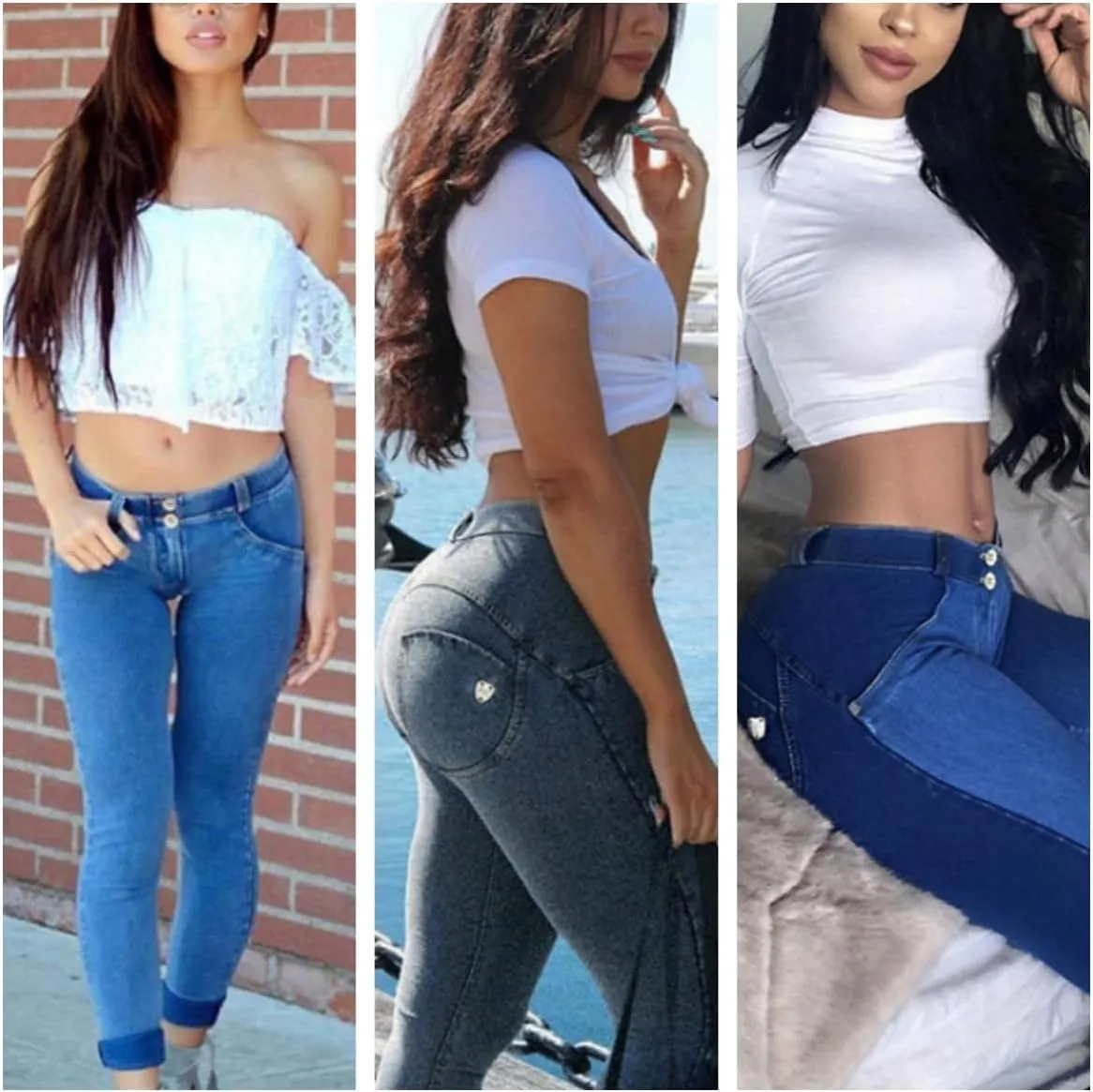 Women's Low Rise Push Up Jeans