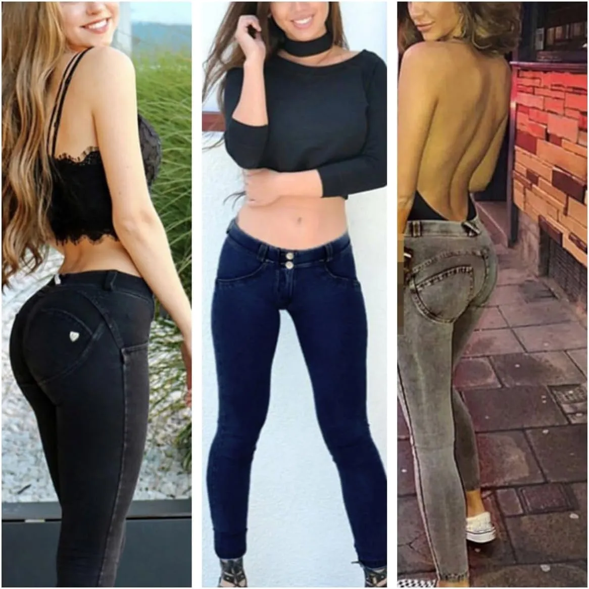 Women's Low Rise Push Up Jeans