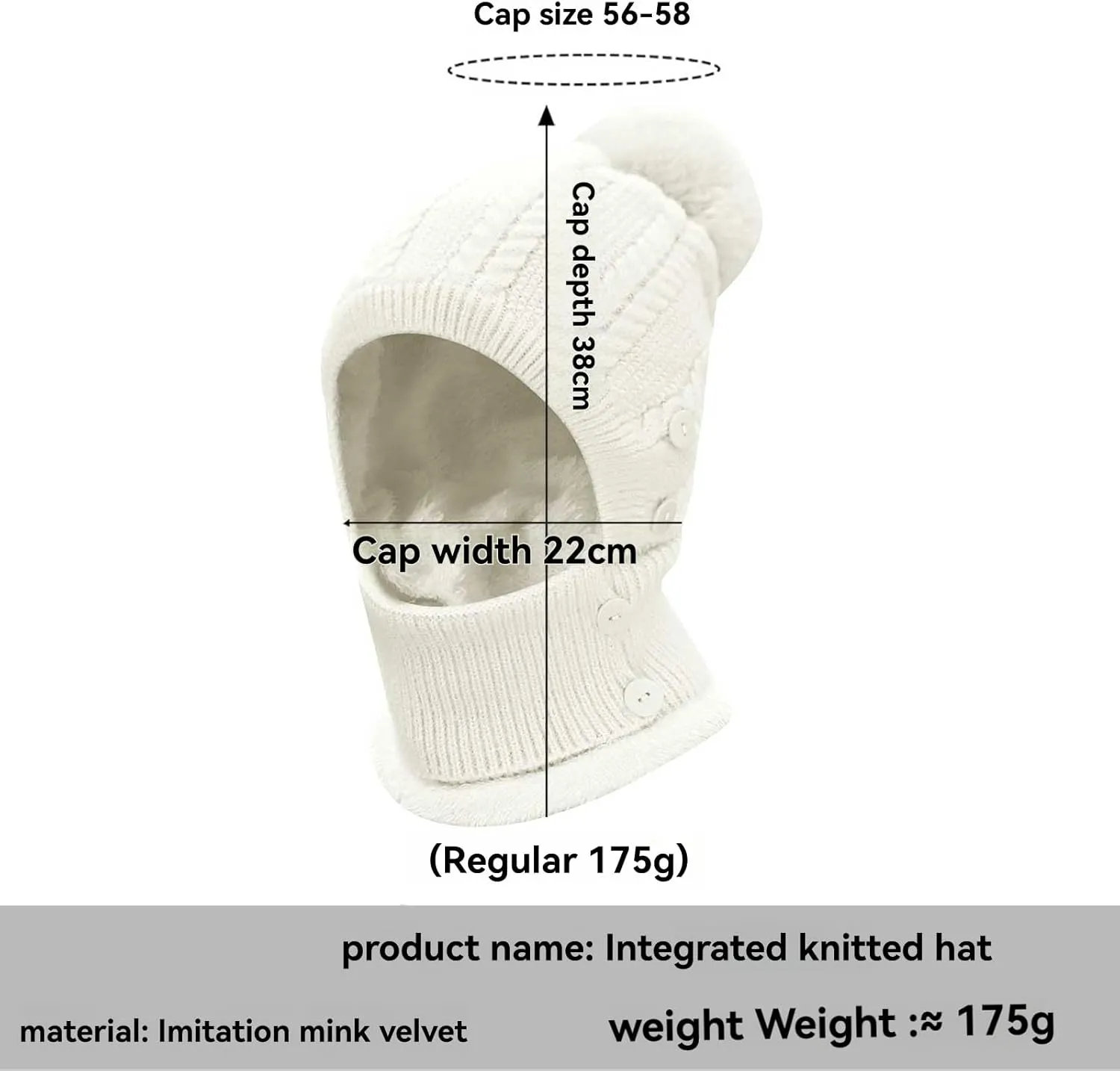Womens Mens Girls Winter Beanie Hat Circle Scarf Set Pompoms Ski Snow Earflaps Knit Hats Neck Warmer Set