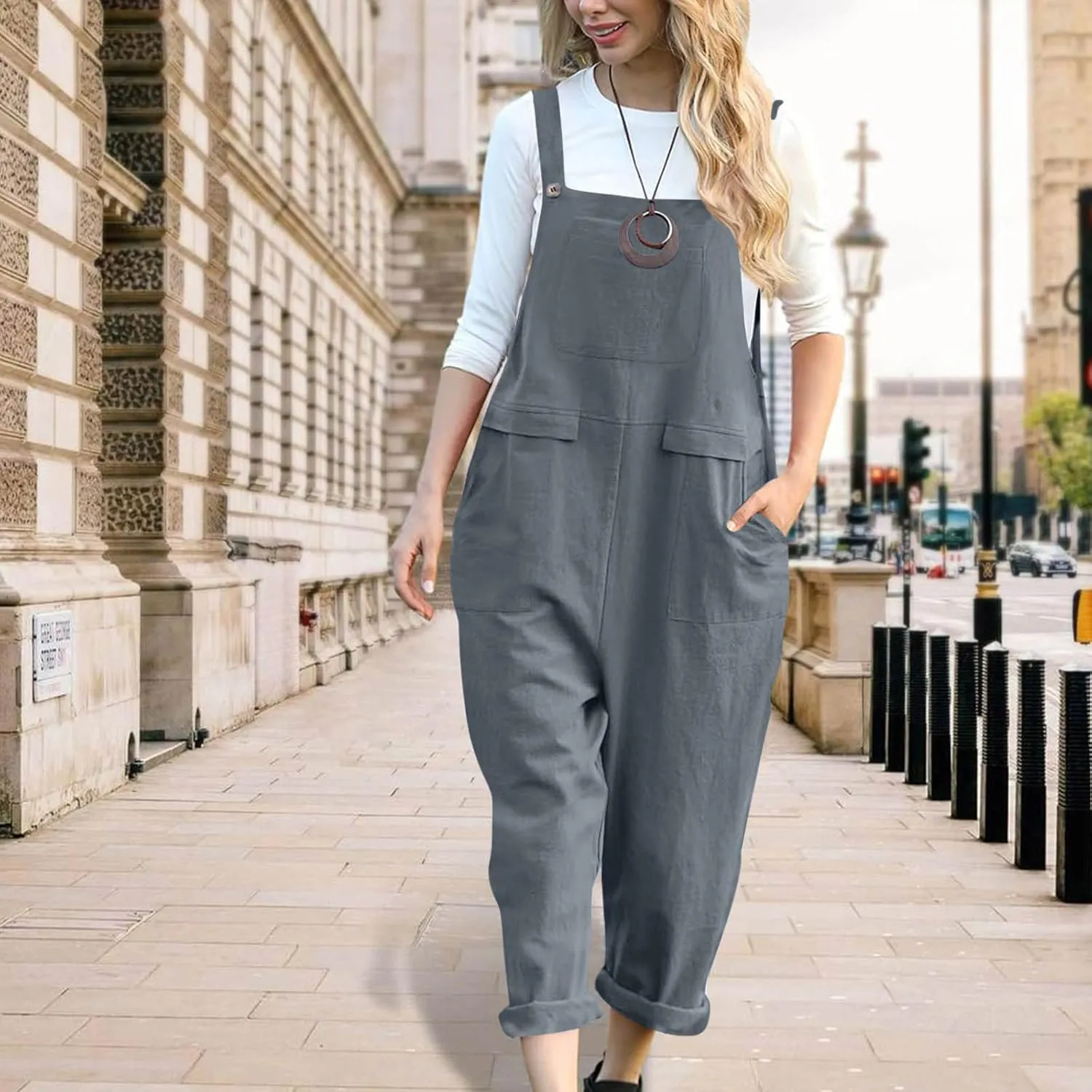 Women's Sleeveless Cotton Linen Overalls Rompers Wide Leg Jumpsuits Summer Jumpers Trendy Beach Vacation Outfits 2025