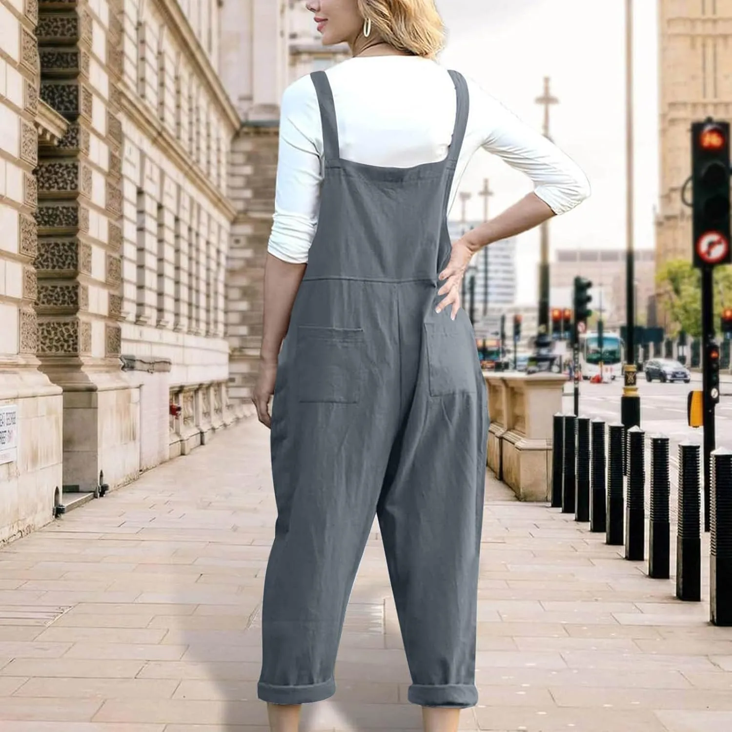 Women's Sleeveless Cotton Linen Overalls Rompers Wide Leg Jumpsuits Summer Jumpers Trendy Beach Vacation Outfits 2025