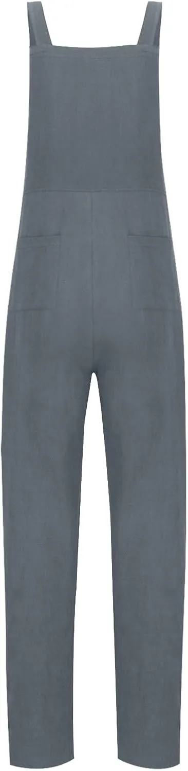 Women's Sleeveless Cotton Linen Overalls Rompers Wide Leg Jumpsuits Summer Jumpers Trendy Beach Vacation Outfits 2025