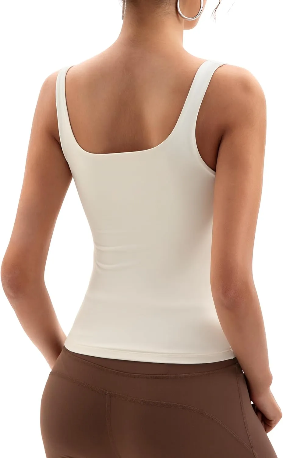Womens Square Neck Tank Tops Double Lined Basic Tanks Sleeveless 2025 Summer Collection