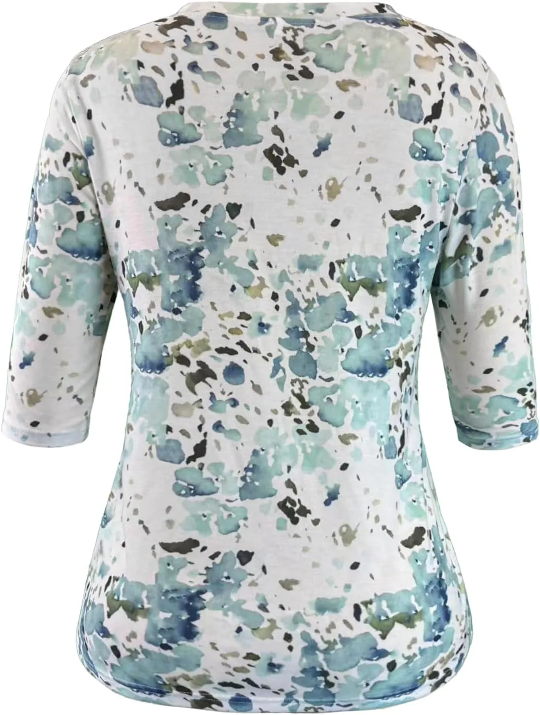 Womens Tops Casual 3/4 Sleeve Shirts Crew Neck Loose Casual Blouses Floral Print Tshirts