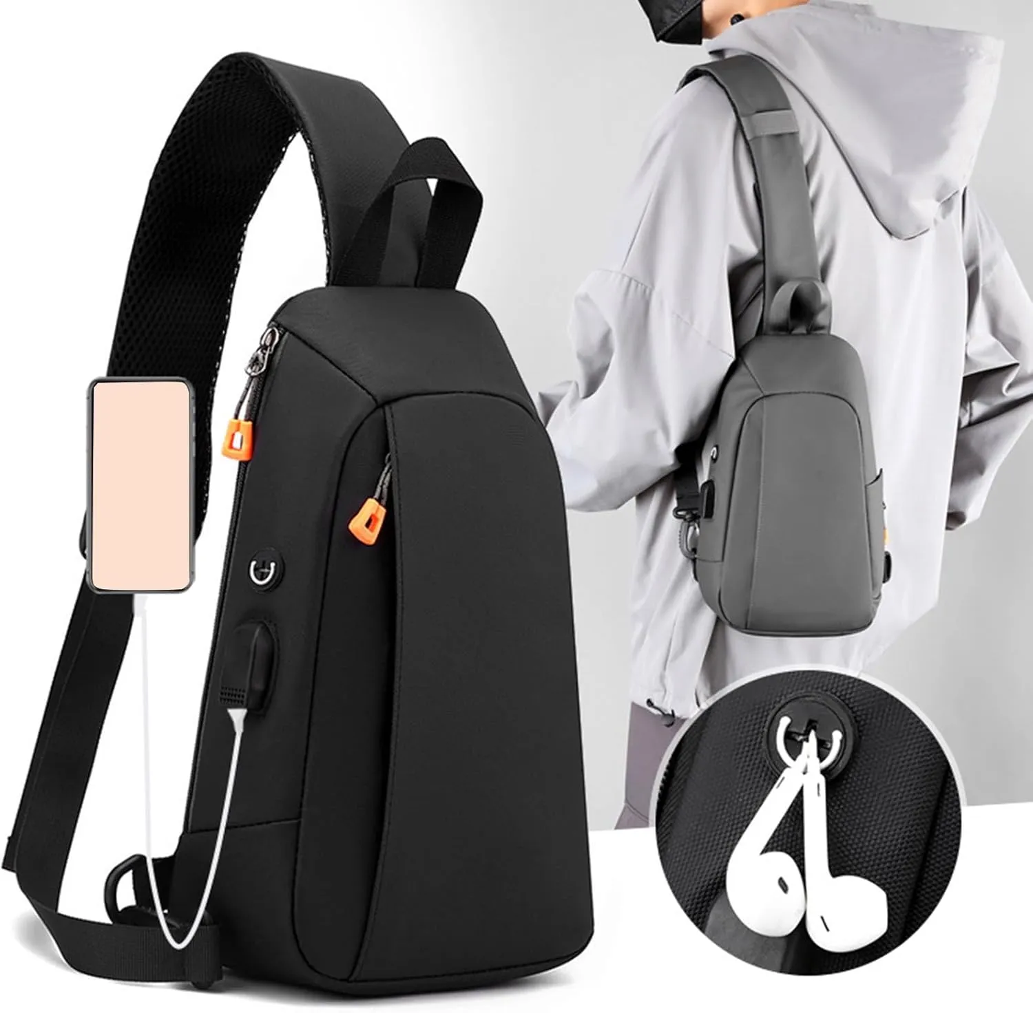 Women's Trendy Crossbody Bag Soft Leather Travel Purse Crossbody Wallet Purses with Card Slots Sports Backpack(Black)