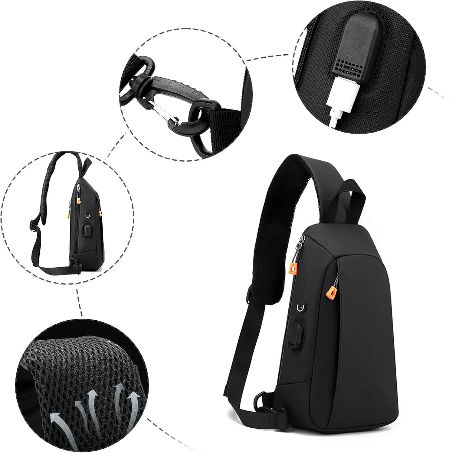 Women's Trendy Crossbody Bag Soft Leather Travel Purse Crossbody Wallet Purses with Card Slots Sports Backpack(Black)