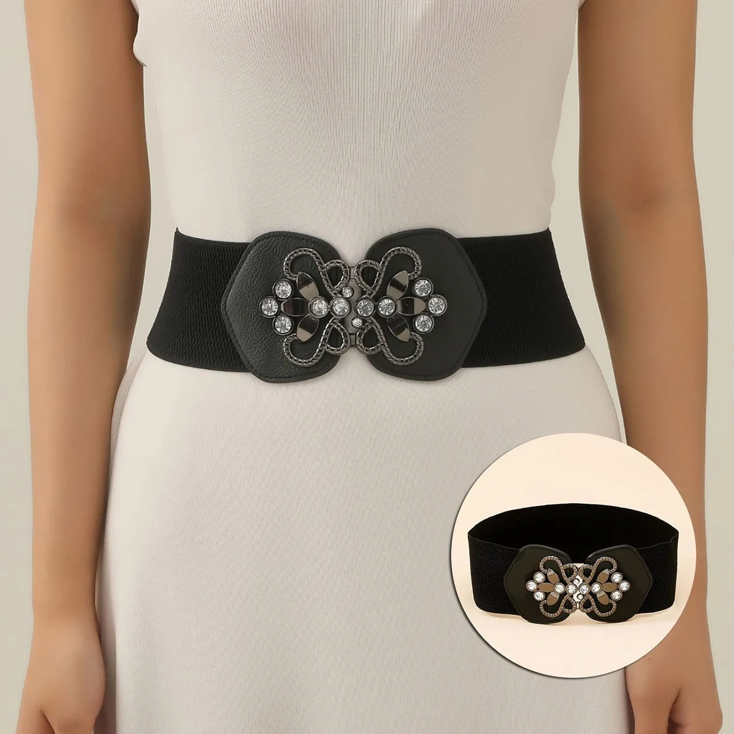 Womens Vintage Belt Wide Stretch Waist Belts Waistband for Jeans Dresses
