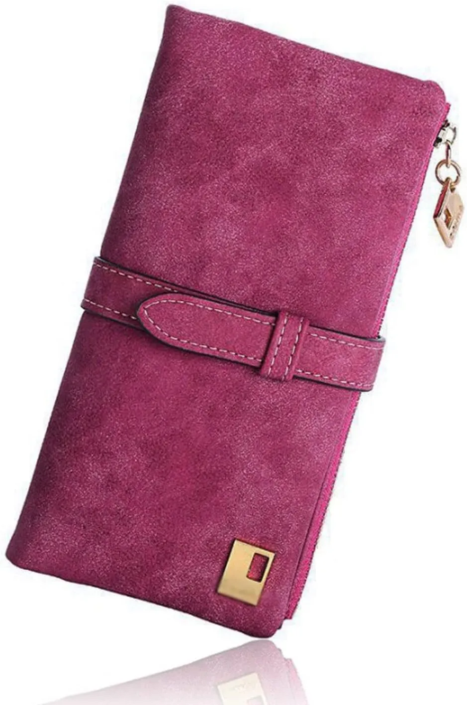 Women's Wallets Women Wallets Long Purse Two Fold Women Wallets Drawstring Nubuck Leather Zipper Suede Women's Long Design Purs