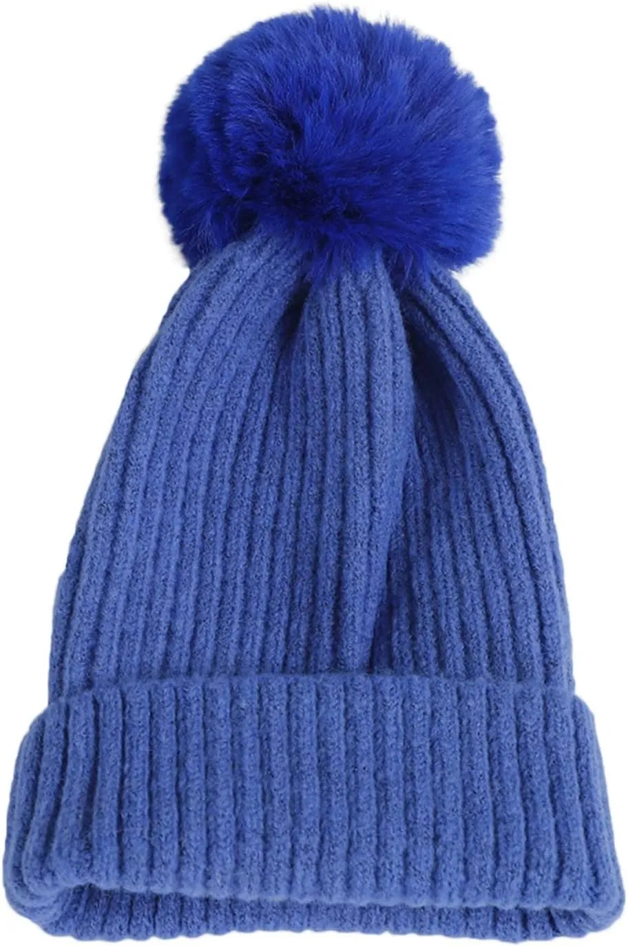 Womens Winter Beanie Hat Satin Lined Knitted Beanie Hat Warm Soft Ski Cuff Cap with Pompom