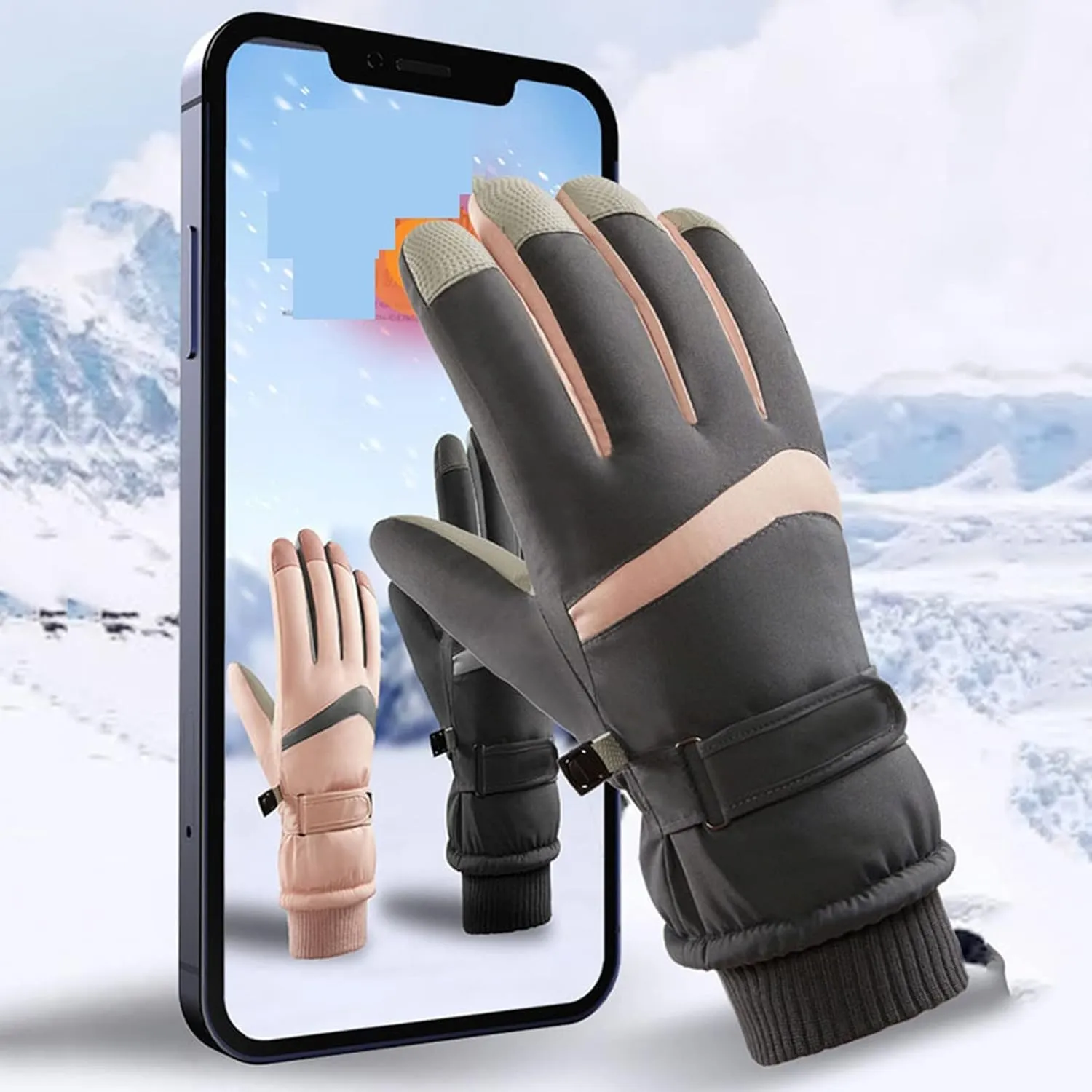 Women's Winter Gloves Upgraded Touchscreen Black Winter Gloves Women's Ski Hiking and Running Gloves Heated Gloves