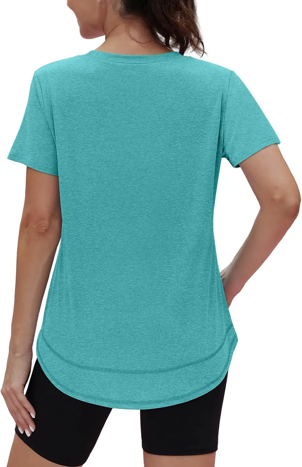 Womens Workout Tops Short Sleeve Shirts with Sun Protection Trendy Spring Summer Outfits S-3XL