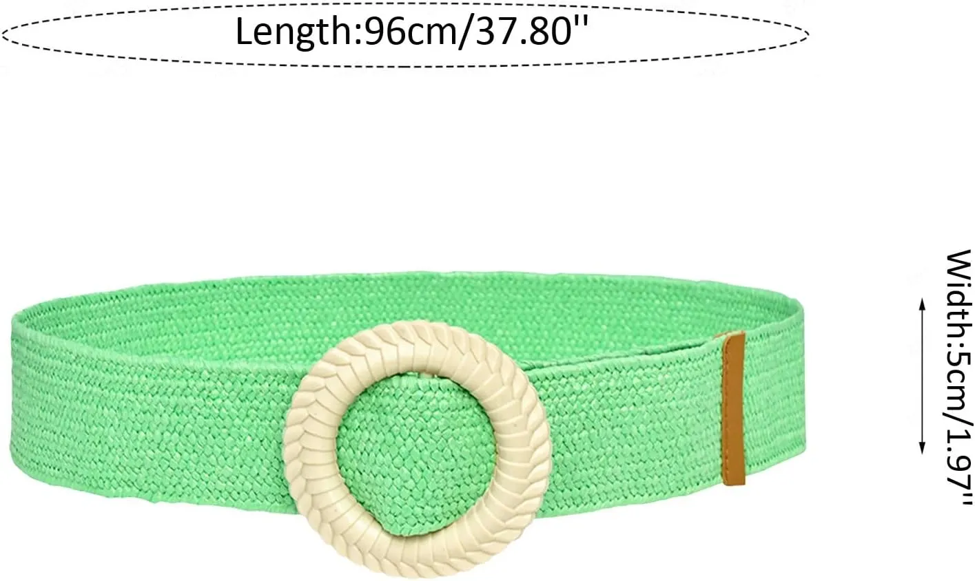 Woven Belt for Women Straw Woven Elastic Stretch Wide Waist Belt with Vintage Buckle