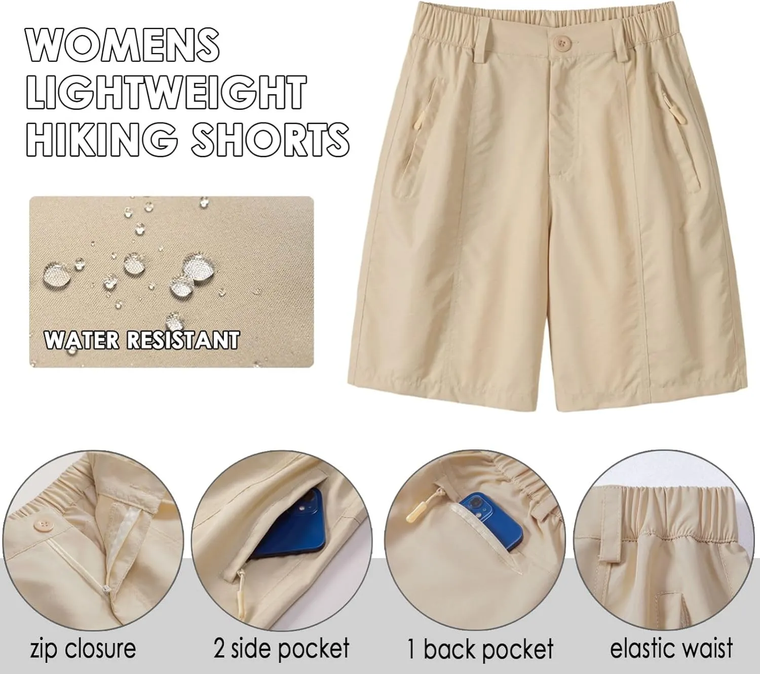 XinYangNi Women's Hiking Cargo Lightweight Shorts for Women 7" Quick Dry Casual Summer Golf with Zipper Pockets